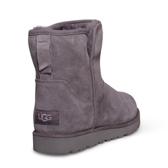Ugg Cory II Boots Charcoal Gray Suede Shearling Classic Mini Short Ankle Sz 5 - Picture 2 of 16
